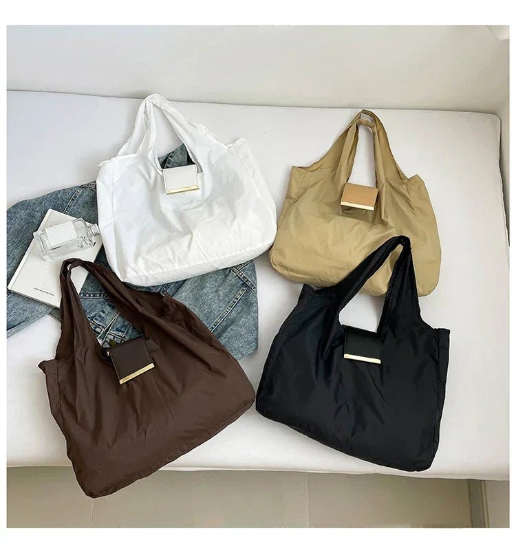 Women's Foldable Keychain Roll-Up Nylon Tote Bag