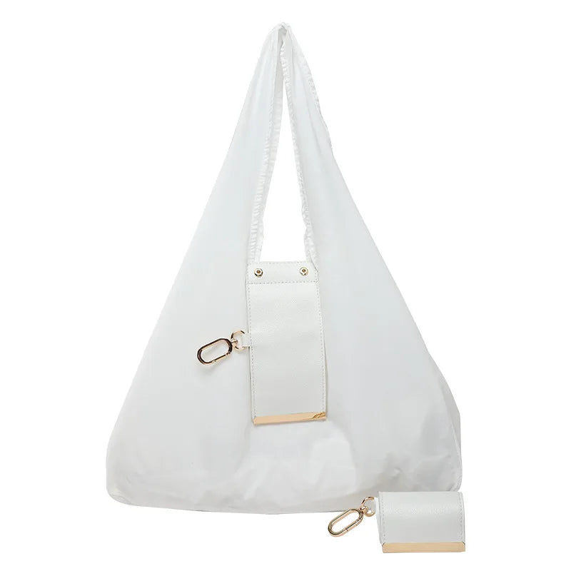 Women's Foldable Keychain Roll-Up Nylon Tote Bag