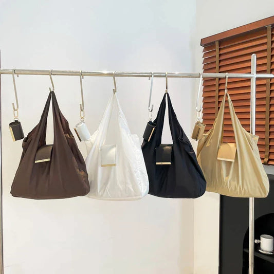 Women's Foldable Keychain Roll-Up Nylon Tote Bag