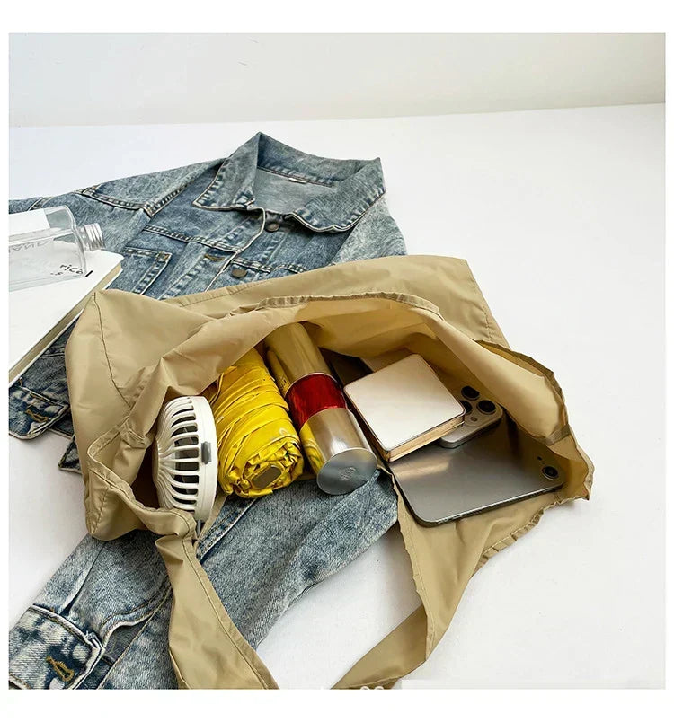 Women's Foldable Keychain Roll-Up Nylon Tote Bag