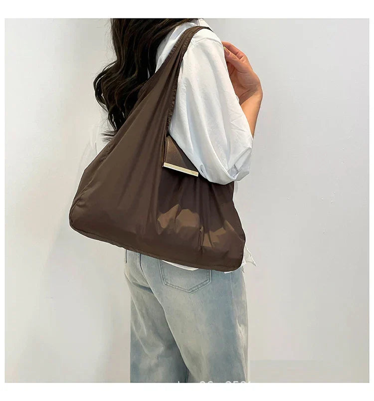 Women's Foldable Keychain Roll-Up Nylon Tote Bag