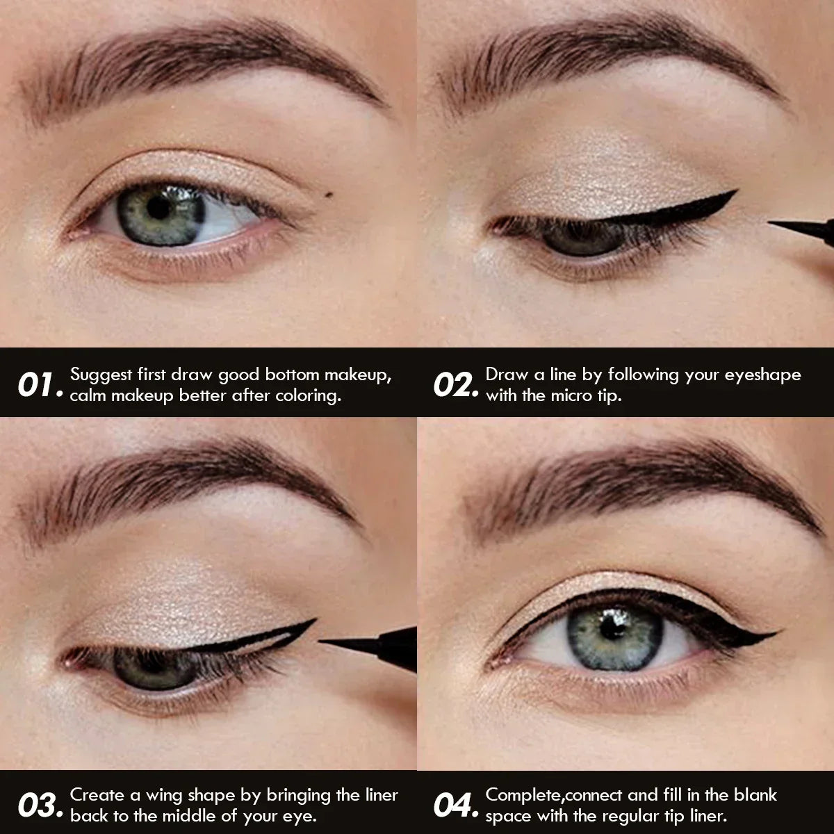 5PCS/Set Smooth Liquid Eyeliner Pen, Waterproof, Long-lasting Makeup, Black, Ultra-fine Pen Tip,Create A Charming Eye Makeup